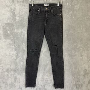 AGOLDE Jeans Sophie 27 High Waist Ankle Skinny Renegade Distressed Gray Black